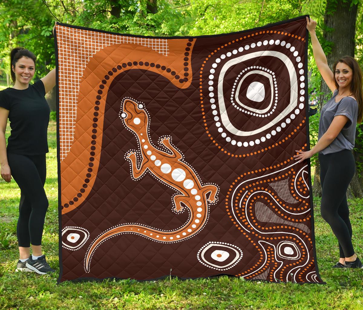 aboriginal-premium-quilt-australia-orange-lizard-aboriginal-art-1