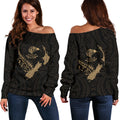 New Zealand Heart Women's Off Shoulder Sweater - Map Kiwi mix Silver Fern Gold - Vibe Hoodie