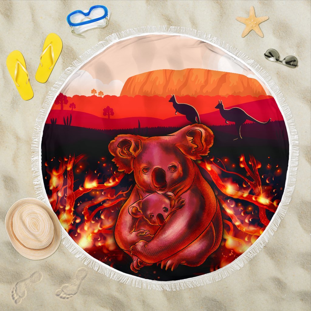 aboriginal-beach-blanket-koala-bushfire-pray-for-australia