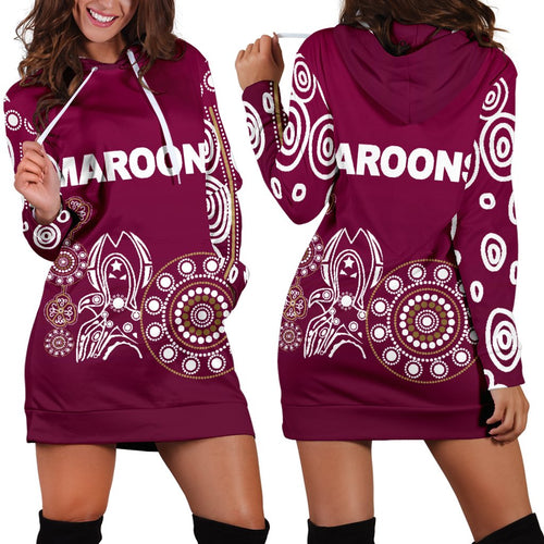 queensland-womens-hoodie-dress-maroons-simple-indigenous