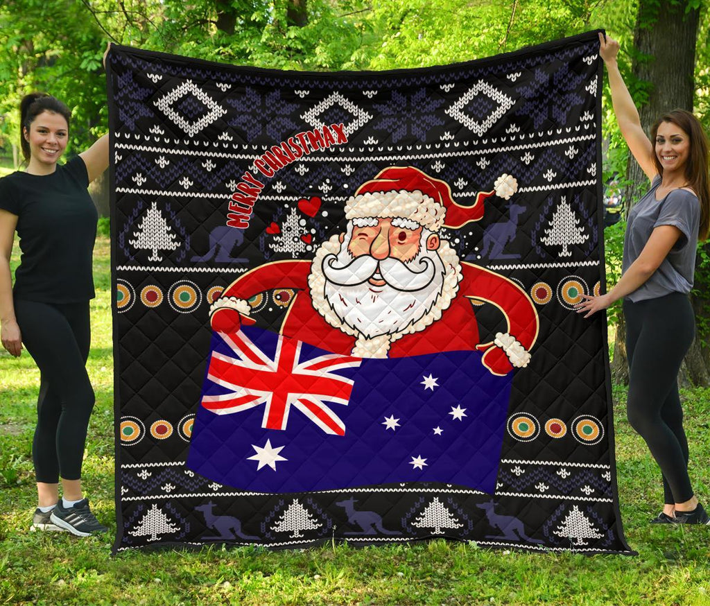 christmas-premium-quilt-australia-santa-claus-hold-the-flag-black