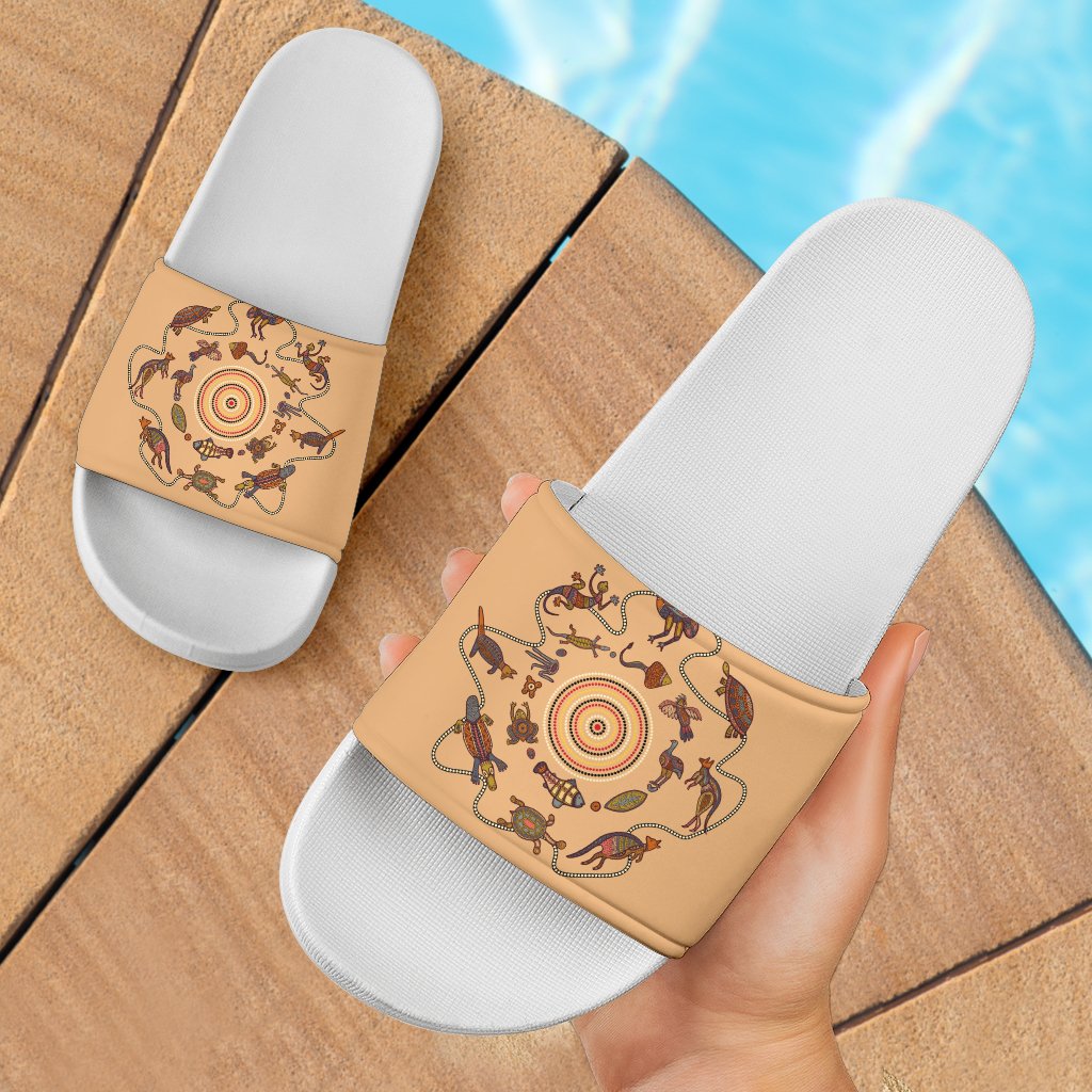slide-sandals-aboriginal-patterns-sandals-animal-australia-kangaroo-white