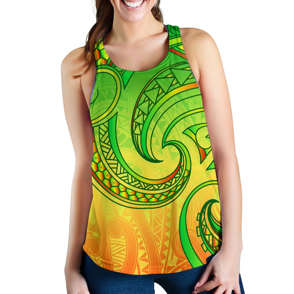 New Zealand Maori Mangopare Women Racerback Tank Polynesian - Rasta - Vibe Hoodie