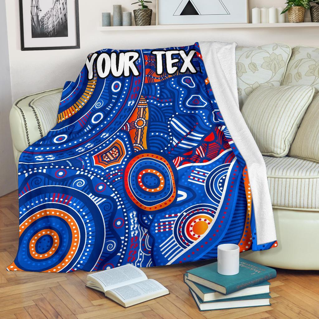 custom-text-aboriginal-premium-blanket-indigenous-footprint-patterns-blue-color