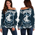 Carlton Women's Off Shoulder Sweater The Blue Baggers Indigenous - Vibe Hoodie