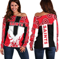 Saints Enthusiasm Off Shoulder Sweater St Kilda Indigenous - Vibe Hoodie