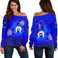 Torres Strait Islanders Women's Off Shoulder Sweater  - Torres Symbol With  Turtle - Vibe Hoodie