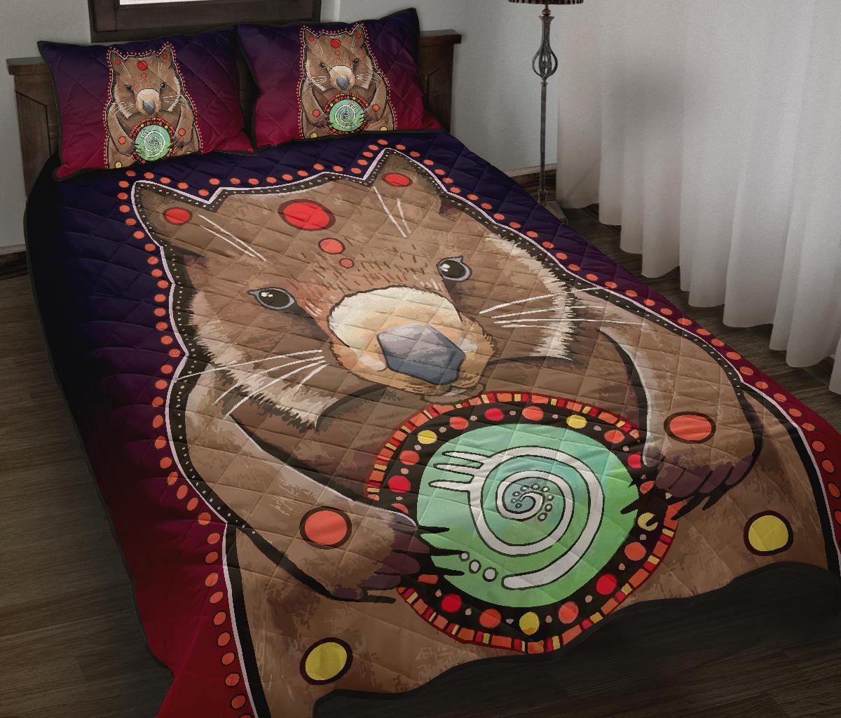 aboriginal-quilt-cover-set-wombat-painting-circle-patterns