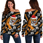Wests Christmas Women's Off Shoulder Sweater Tigers Fancy - Vibe Hoodie