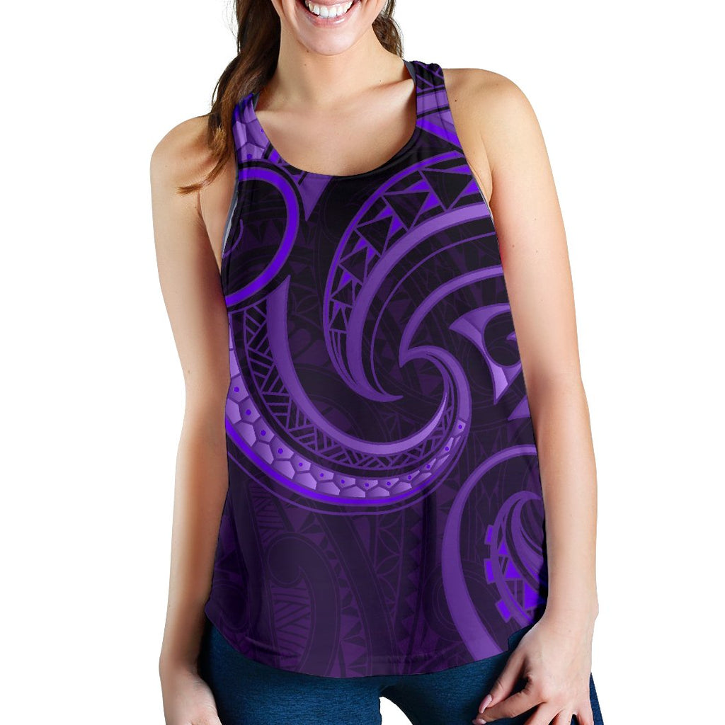 New Zealand Maori Mangopare Women Racerback Tank Polynesian - Purple - Vibe Hoodie