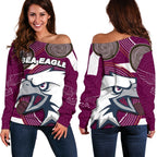 Sea Eagles Women's Off Shoulder Sweater Aboriginal - Vibe Hoodie