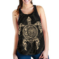 New Zealand Women Racerback Tank , Maori Turtle Tattoo - Gold - Vibe Hoodie