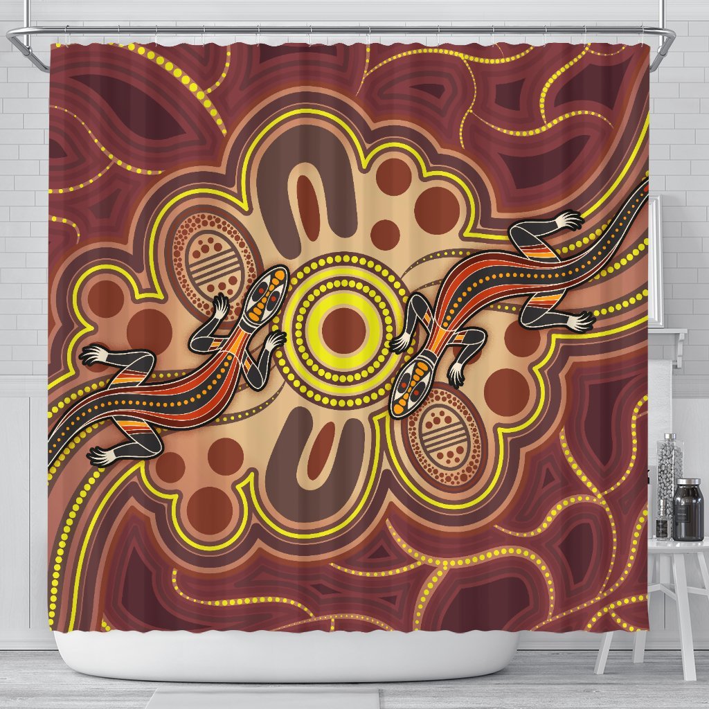 aboriginal-shower-curtain-indigenous-lizard-dot-painting-art