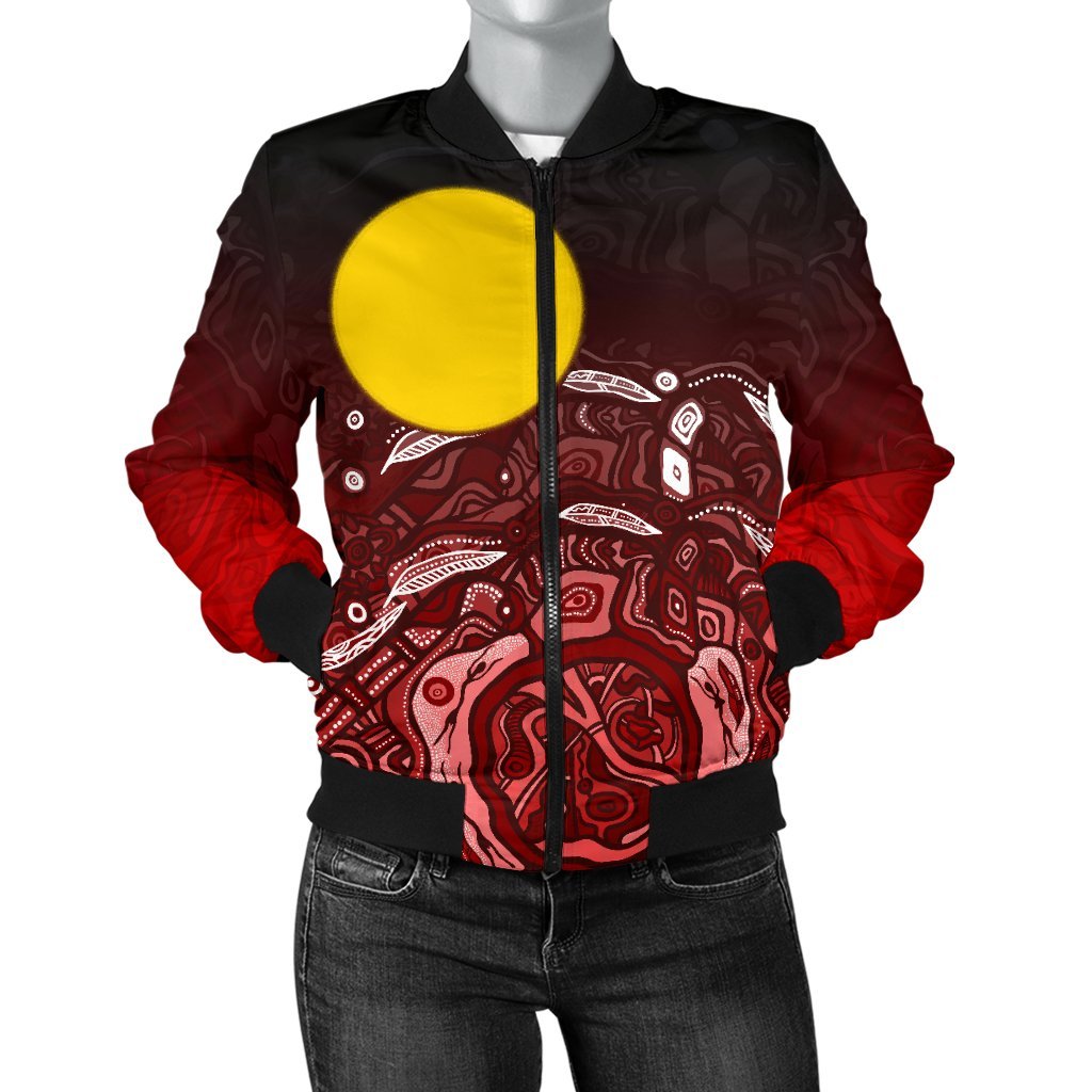 aboriginal-womens-bomber-jacket-red-landscape