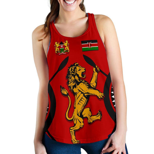 Kenya Rugby Lion Women Racerback Tank Maasai Shield - Vibe Hoodie