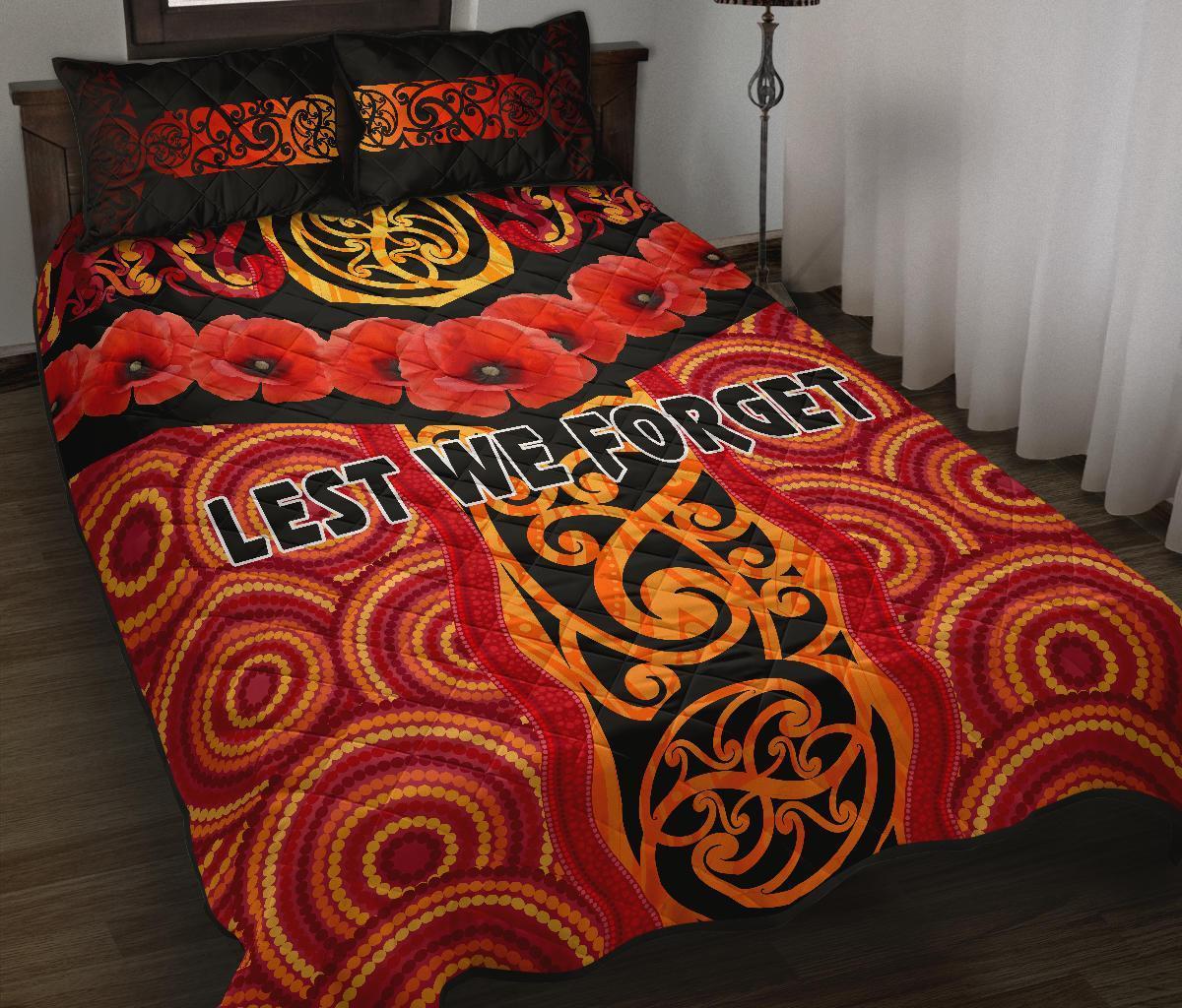 anzac-lest-we-forget-poppy-quilt-bed-set-new-zealand-maori-silver-fern-australia-aboriginal