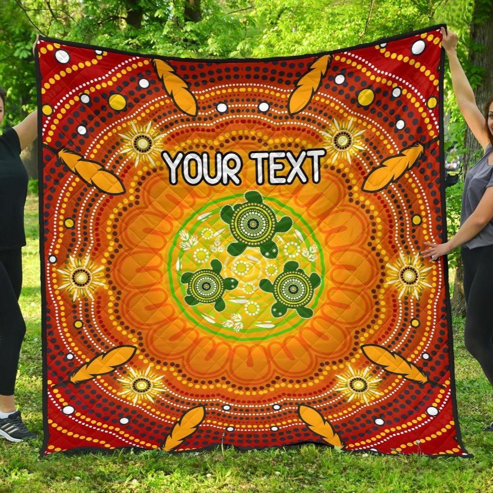custom-text-aboriginal-premium-quilt-turtle-circle-dot-painting-art