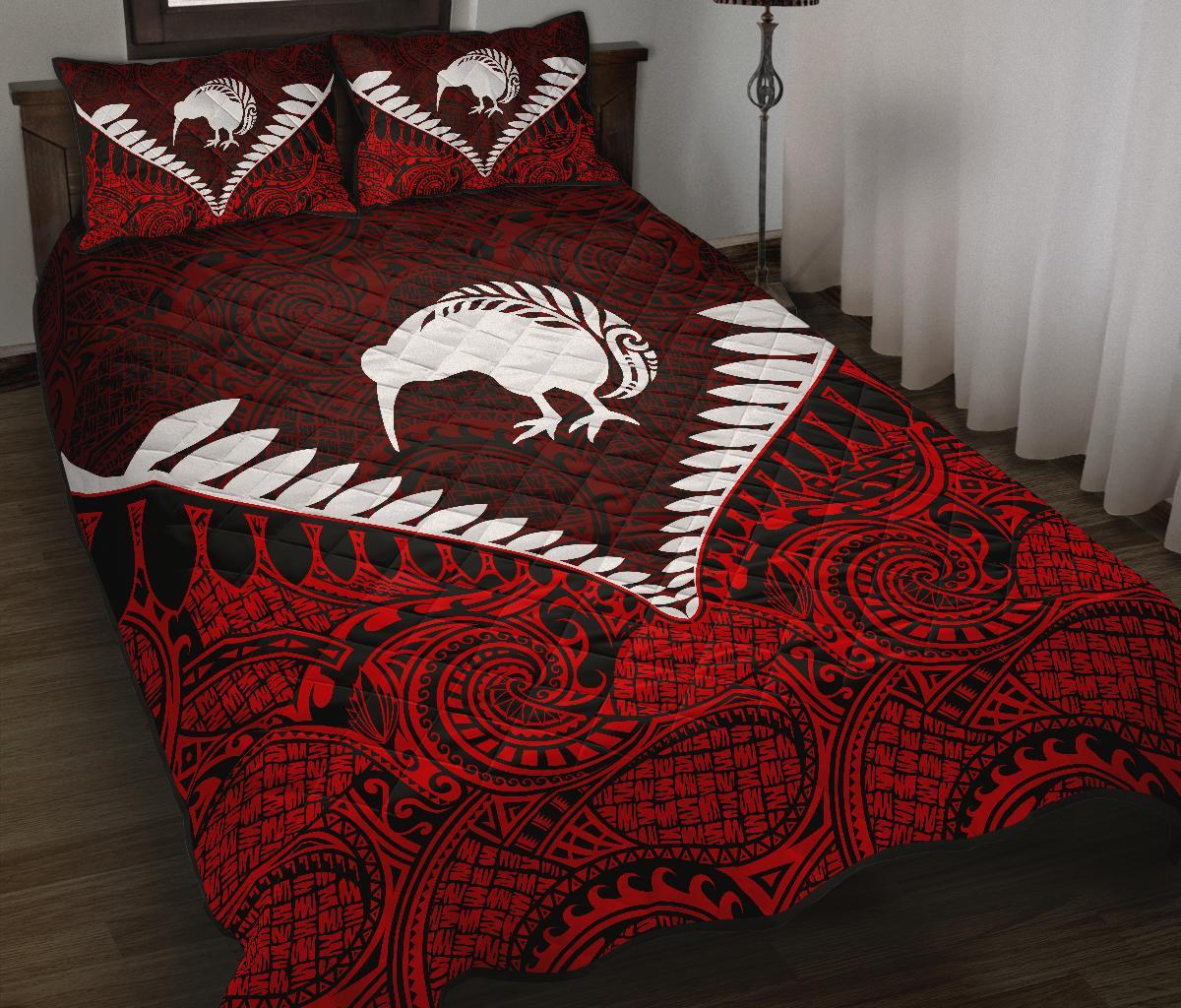kiwi-silver-fern-classic-quilt-bed-set-red