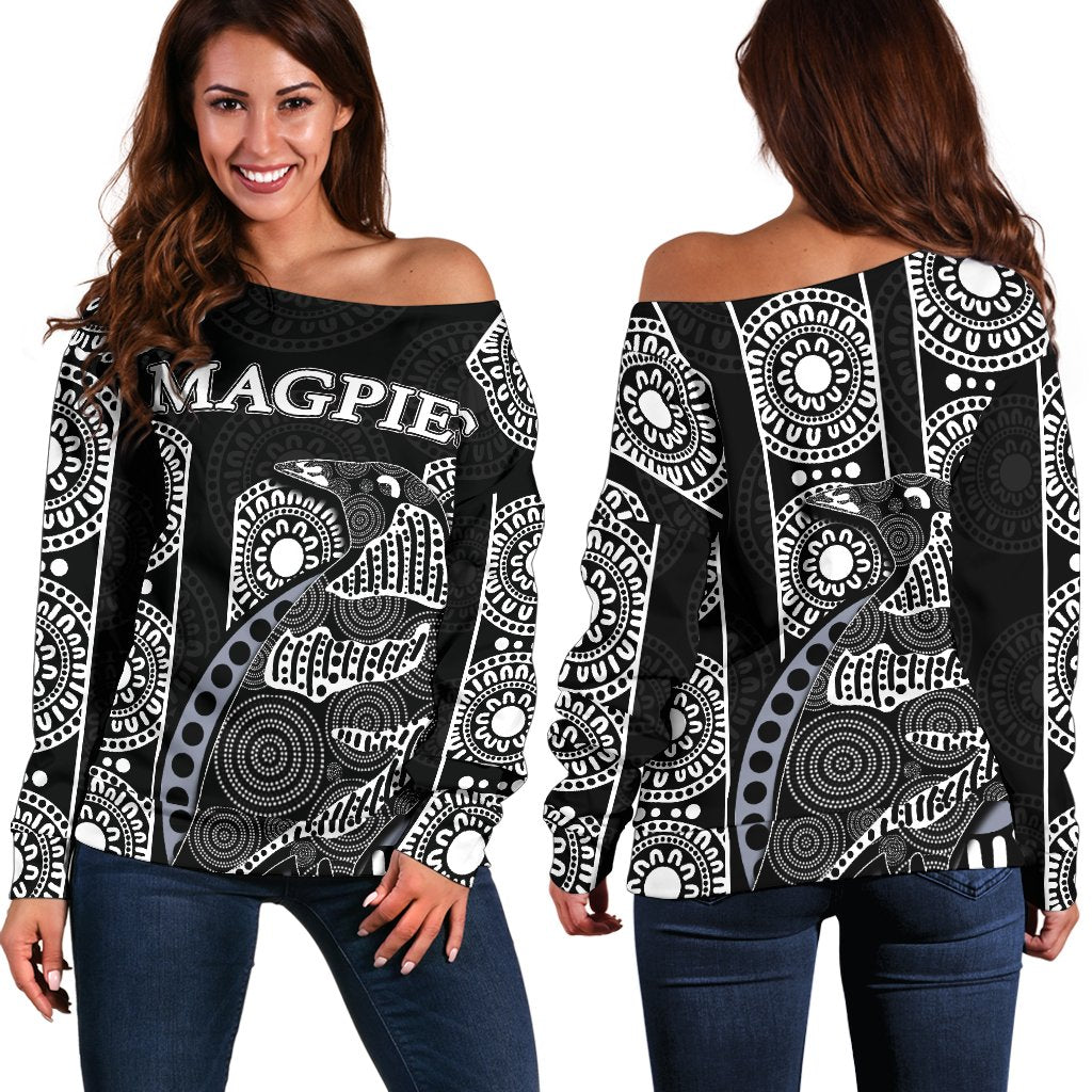 Magpies Off Shoulder Sweater Aboriginal - Vibe Hoodie