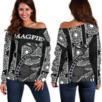 Magpies Off Shoulder Sweater Aboriginal - Vibe Hoodie