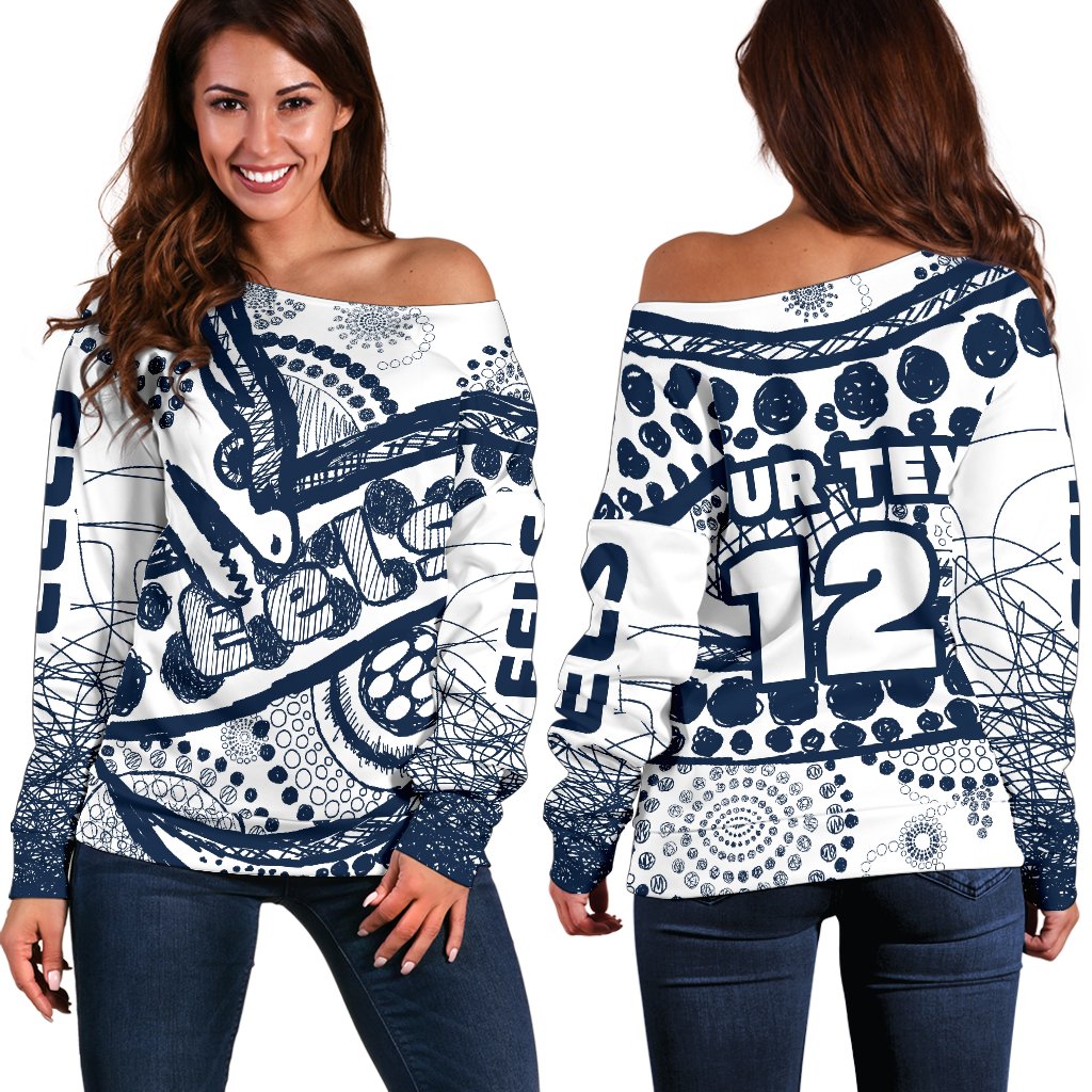 (Custom Personalised) Eels Rugby Women's Off Shoulder Sweater Line Art Special Version - Vibe Hoodie