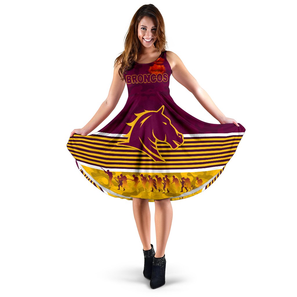 Brisbane Broncos Women's Dress Anzac Day Simple Style - Maroon - Vibe Hoodie