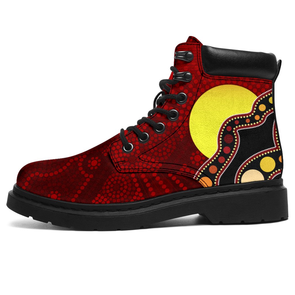 aboriginal-all-season-boots-australia-aboriginal-lives-matter-flag-circle-dot-painting-art