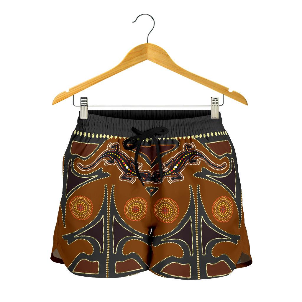 Aboriginal Shorts, Lizard - Kangaroo Dot Painting Women - Vibe Hoodie
