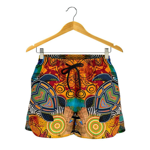Aboriginal Women's Shorts - Turtle Indigenous Art - Vibe Hoodie