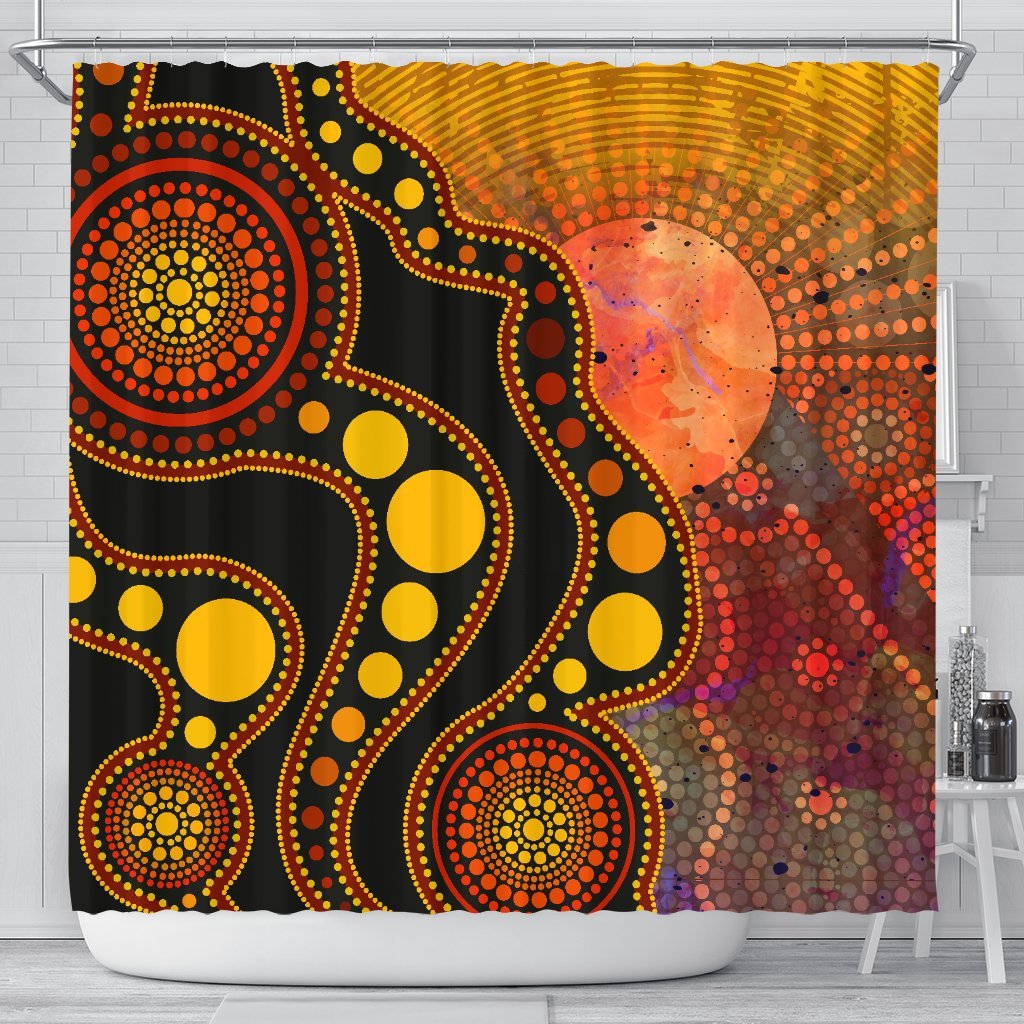 aboriginal-shower-curtain-australia-indigenous-flag-circle-dot-painting-art-golden
