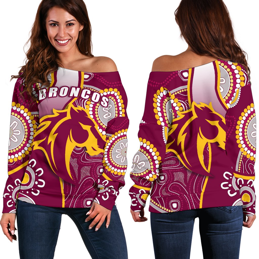 Broncos Indigenous Off Shoulder Sweater Brisbane Strong - Vibe Hoodie