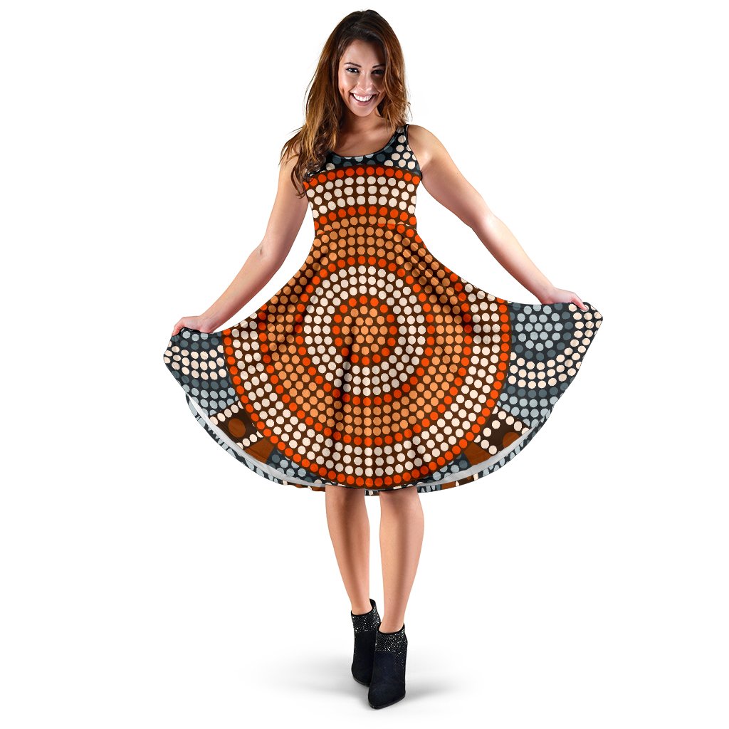Midi Dress - Aboriginal Dot Painting Dress Ver05 - Vibe Hoodie