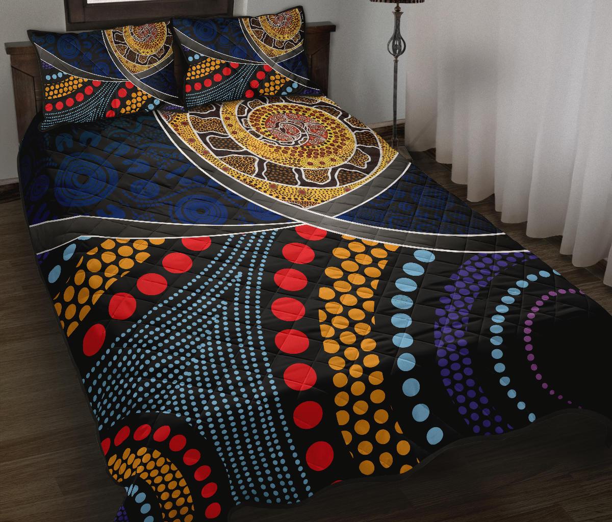 quilt-bed-set-aboriginal-dot-panting-art-with-snake