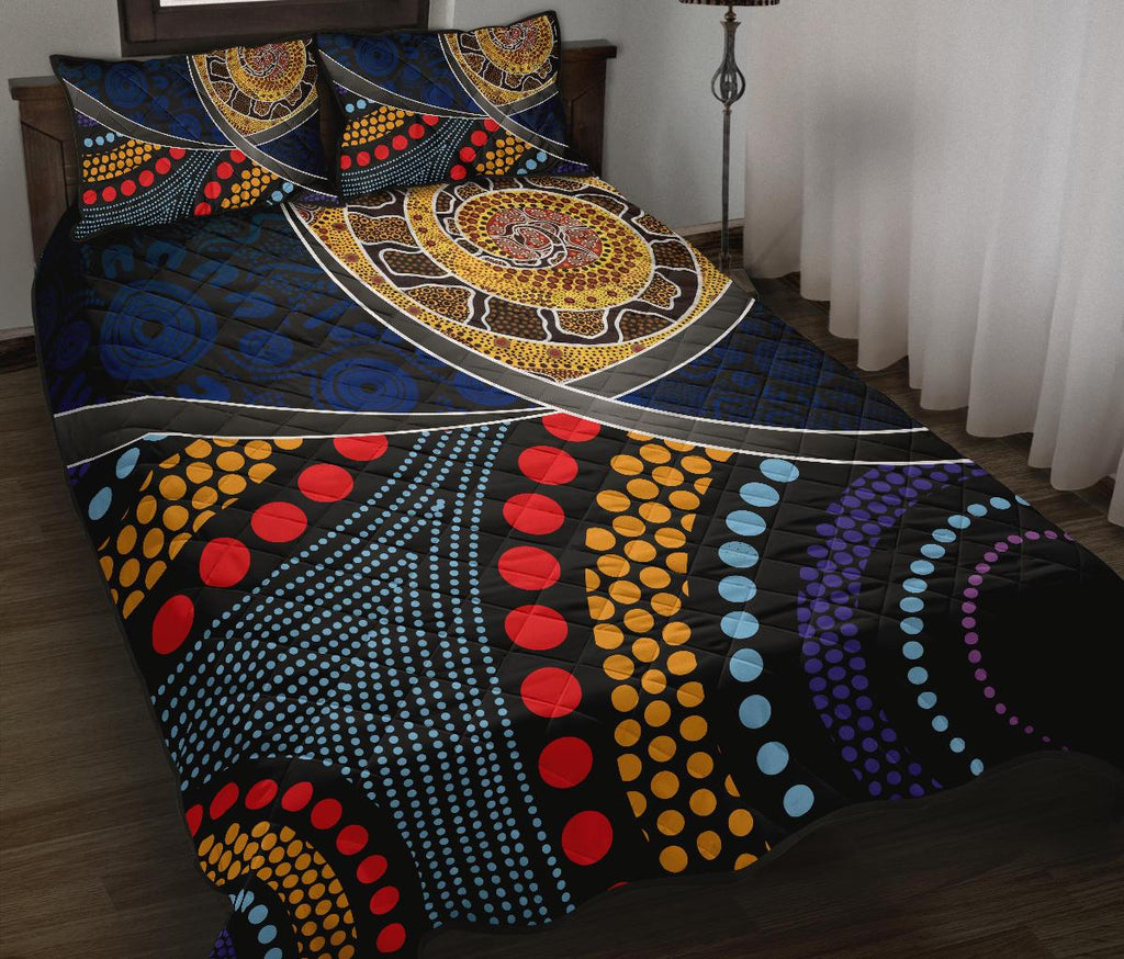 quilt-bed-set-aboriginal-dot-panting-art-with-snake
