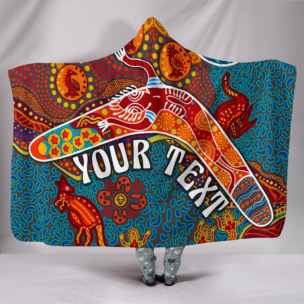 aboriginal-personalised-hooded-blanket-indigenous-boomerang