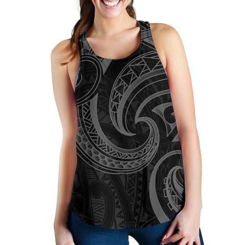 New Zealand Maori Mangopare Women Racerback Tank Polynesian - Black - Vibe Hoodie