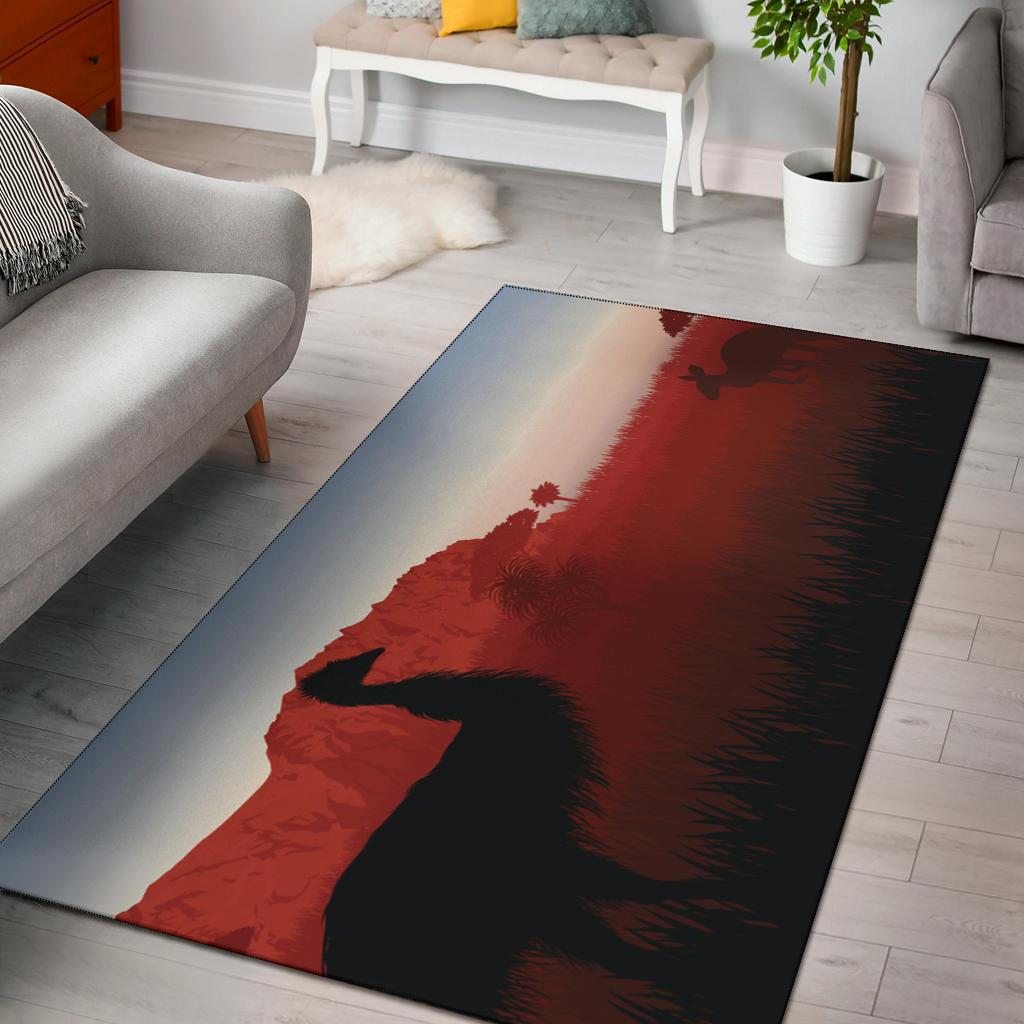 area-rug-australian-nature-with-emu-and-kangaroo