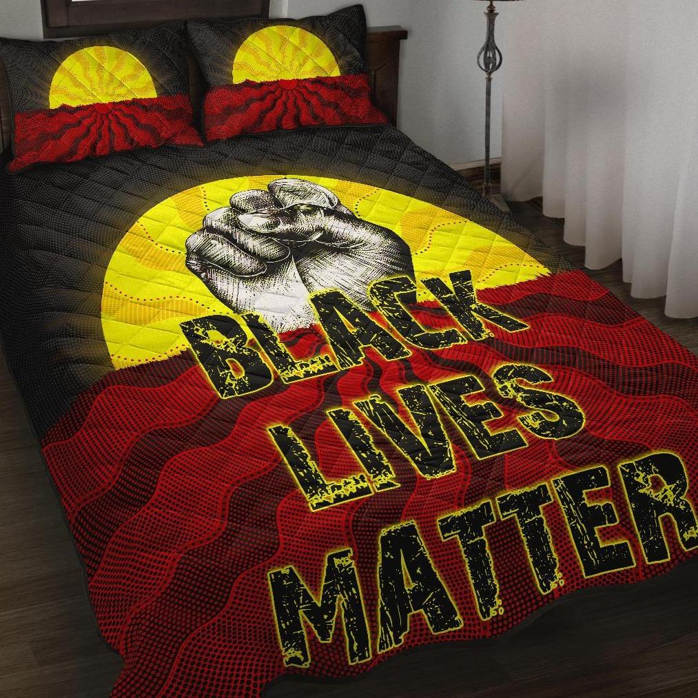 quilt-bed-set-aboriginal-black-lives-matter-sun-dot-painting