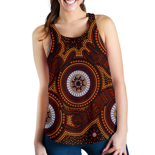 Aboriginal Women's Racerback Tank - Aboriginal Human Dot Painting Art - Vibe Hoodie