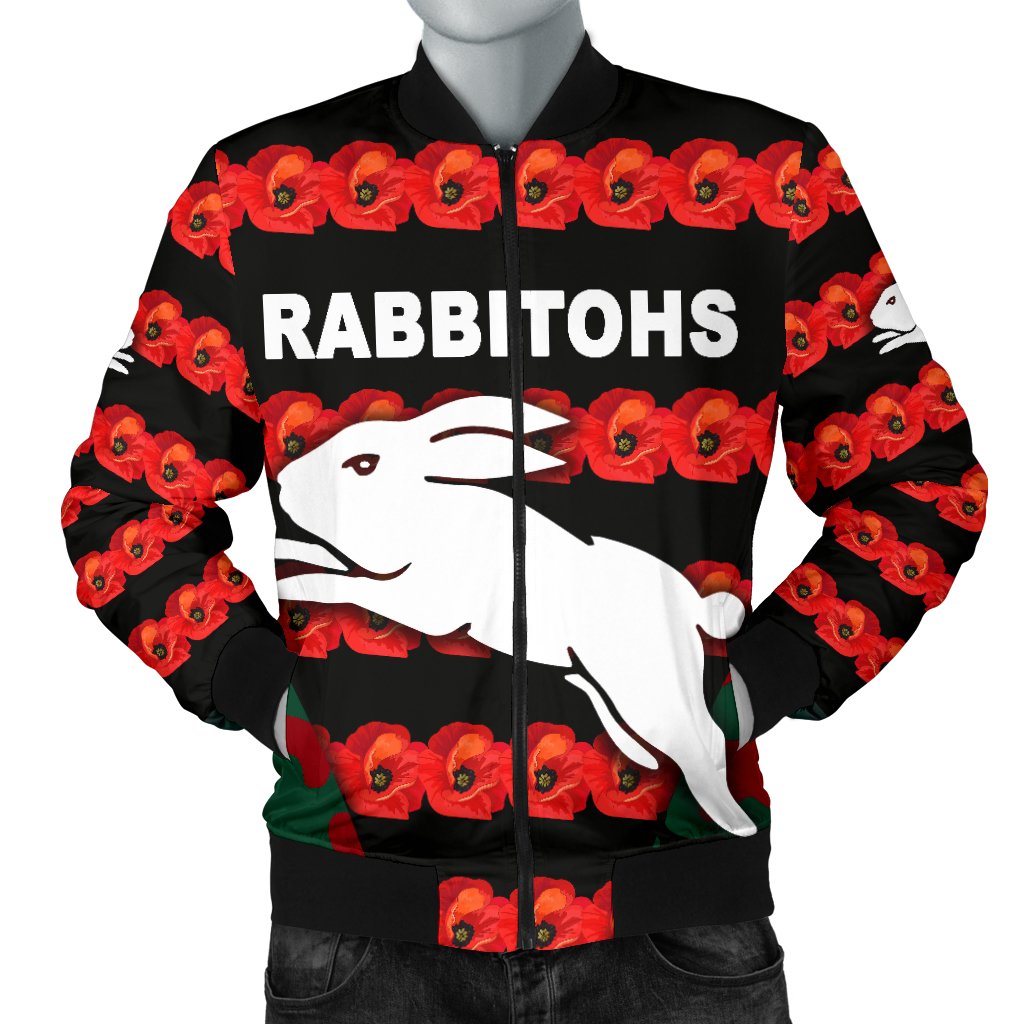 south-sydney-rabbitohs-mens-bomber-jacket-anzac-day-poppy-flower-vibes