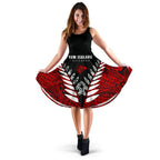 New Zealand Aotearoa Silver Women Midi Dress - Red Vline Version - Vibe Hoodie