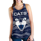Geelong Women Racerback Tank  Cats Indigenous - Navy - Vibe Hoodie