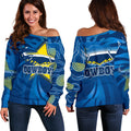 Cowboys Fire Women's Off Shoulder Sweater North Queensland - Vibe Hoodie
