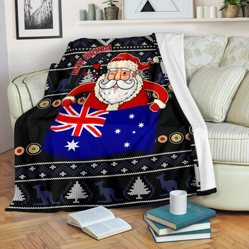 christmas-premium-blanket-australia-santa-claus-hold-the-flag-black