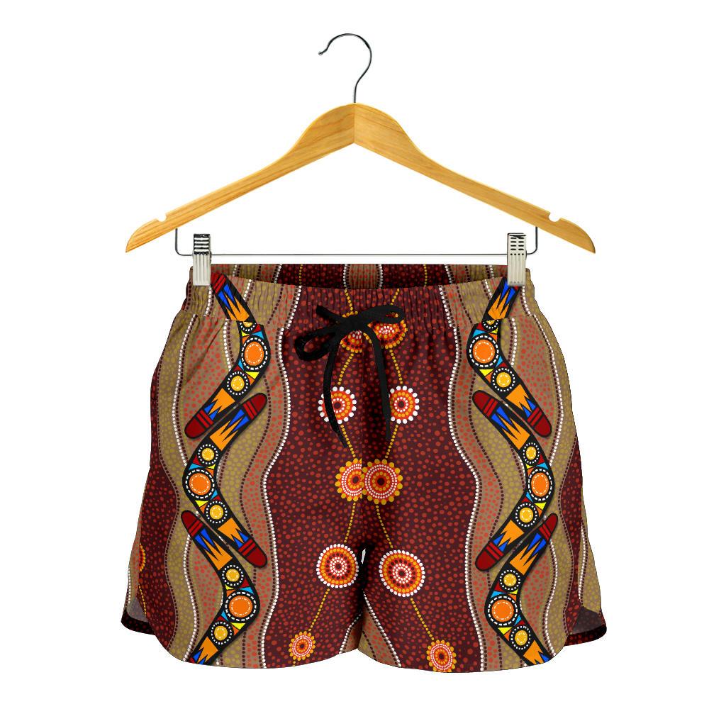 Aboriginal Shorts, Boomerang Patterns Circle Indigenous Dot Painting Women - Vibe Hoodie