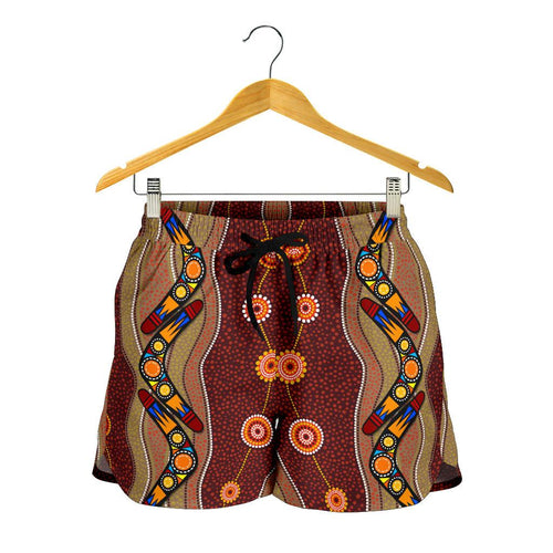 Aboriginal Shorts, Boomerang Patterns Circle Indigenous Dot Painting Women - Vibe Hoodie