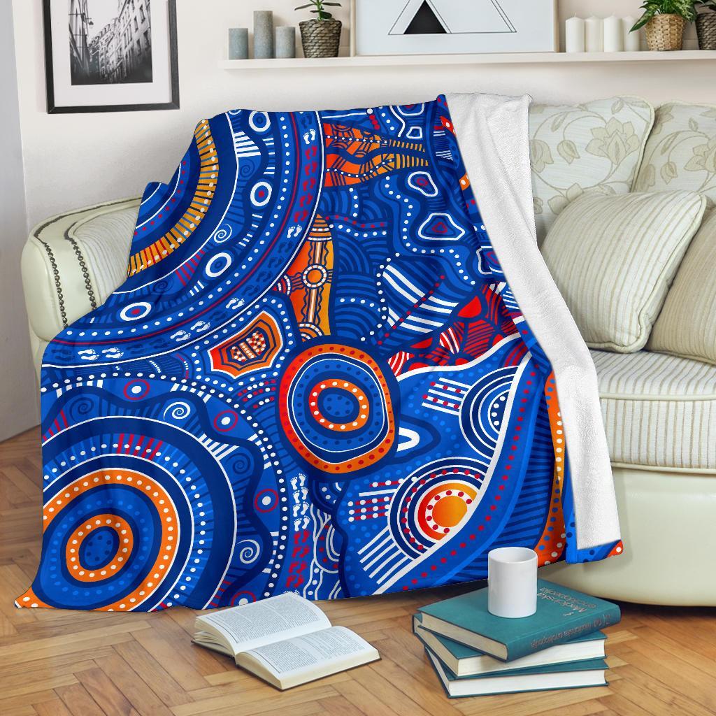 aboriginal-premium-blanket-indigenous-footprint-patterns-blue-color