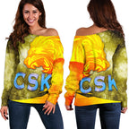 CSK Women Off Shoulder Sweater Cricket Universe Energy Vibes - Vibe Hoodie