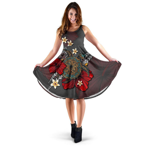 Marquesas Islands Dress - Gray Turtle Tribal - Vibe Hoodie