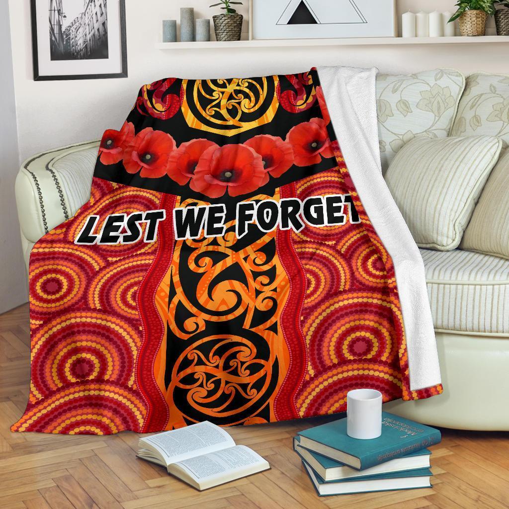anzac-lest-we-forget-poppy-premium-blanket-new-zealand-maori-silver-fern-australia-aboriginal